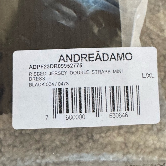 ANDREĀDAMO Black Ribbed Jersey Double Straps Mini Dress - Size L/XL - Picture 14 of 16